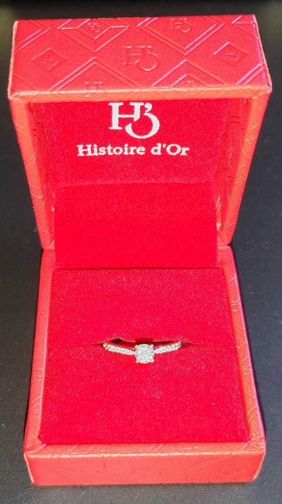 Bague solitaire diamant 0,25 carat/or 18k/Certificat, Neuf, Or, Plus petit que 17, Or
