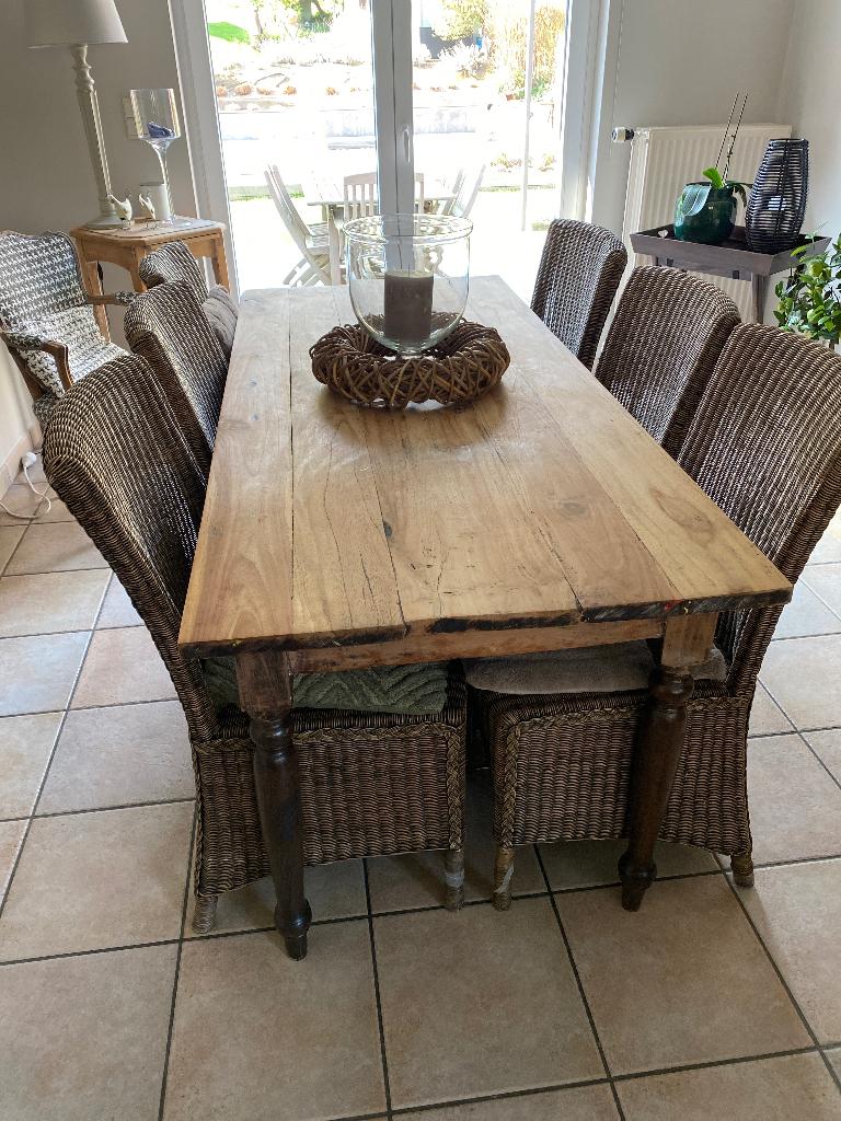 6 chaises et une table, 150 à 200 cm, Cinq personnes ou plus, Enlèvement, Utilisé