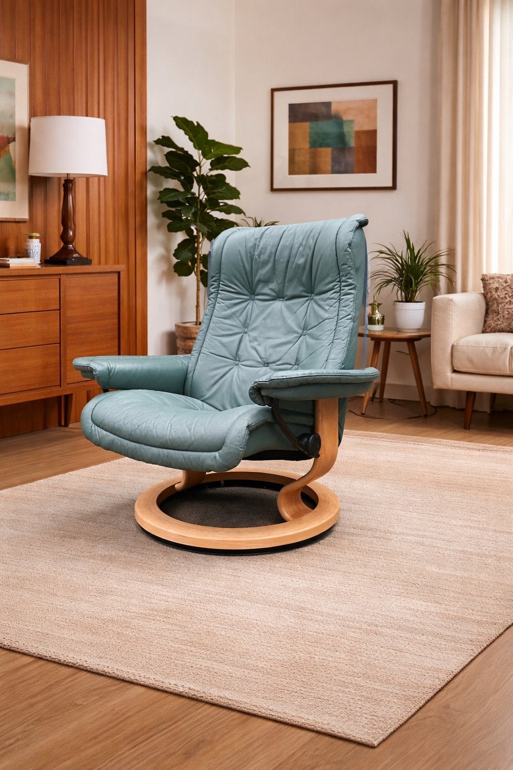 Magnifique Stressless vintage en cuir véritable, Enlèvement ou Envoi