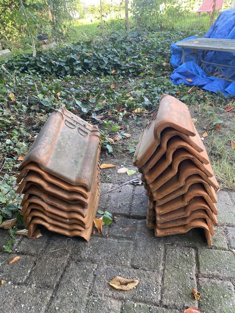 gevelpannen Pottelberg dubbele sluiting, Doe-het-zelf en Bouw, Gebruikt, Steen of Klei, Ophalen of Verzenden, Minder dan 5 m²