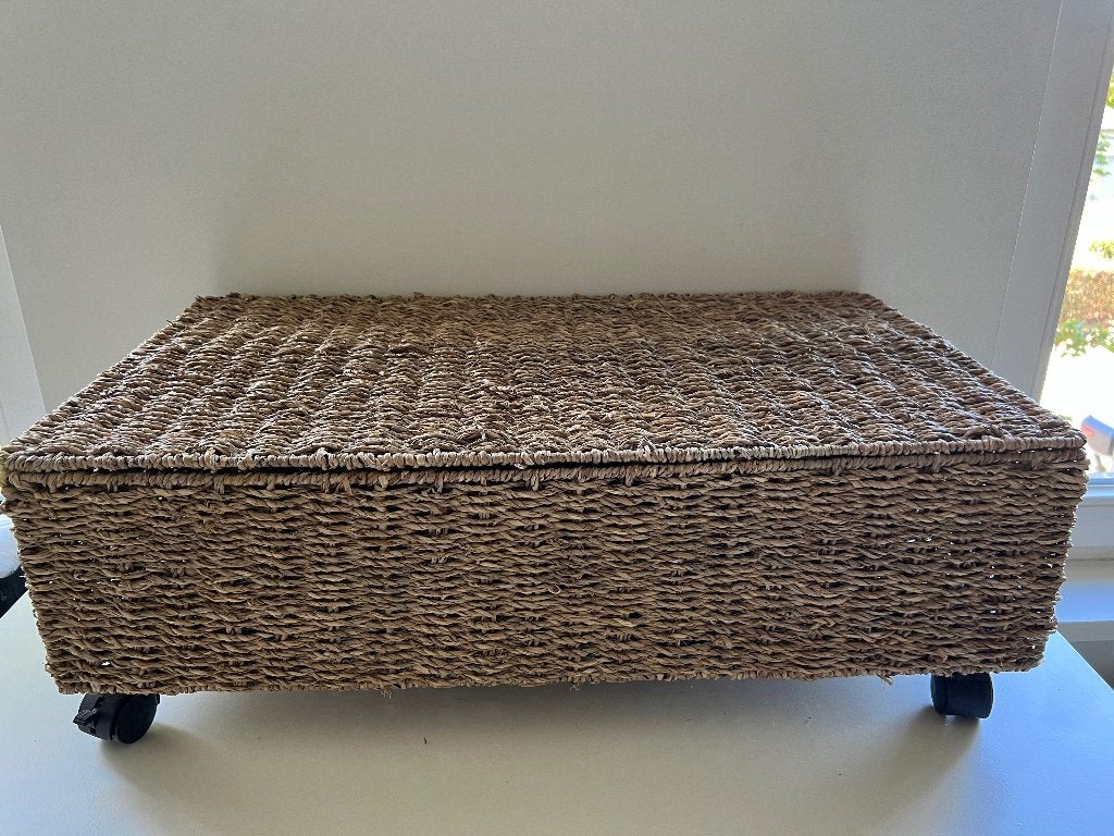 Panier en jonc de mer sur roulettes de Casa, Maison & Meubles, Comme neuf, Enlèvement, Panier, Rectangulaire