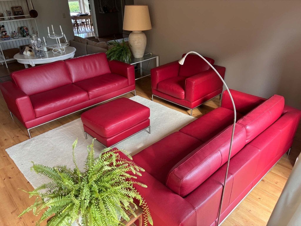 lederen salon, Huis en Inrichting, Ophalen, Zo goed als nieuw, Leer