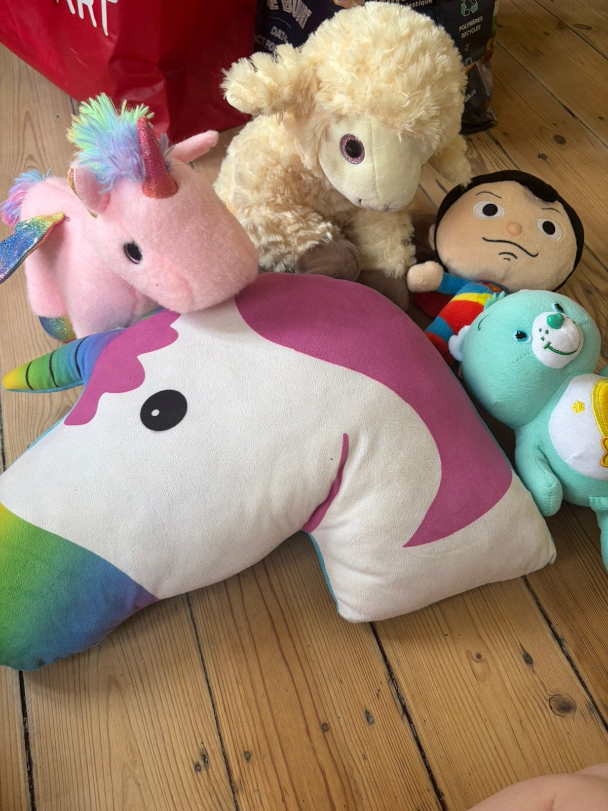 Lot 5 peluches Licorne Bisounours Care Bears Superman, Enlèvement, Utilisé, Licorne