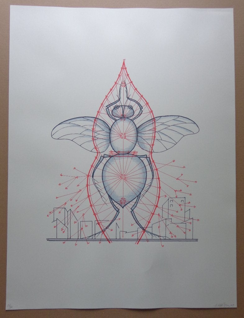 ILYA KABAKOV / UNTITLED / KLEURZEEFDRUK / 80x60cm / SIG, Antiquités & Art, Art | Lithographies & Sérigraphies, Enlèvement ou Envoi