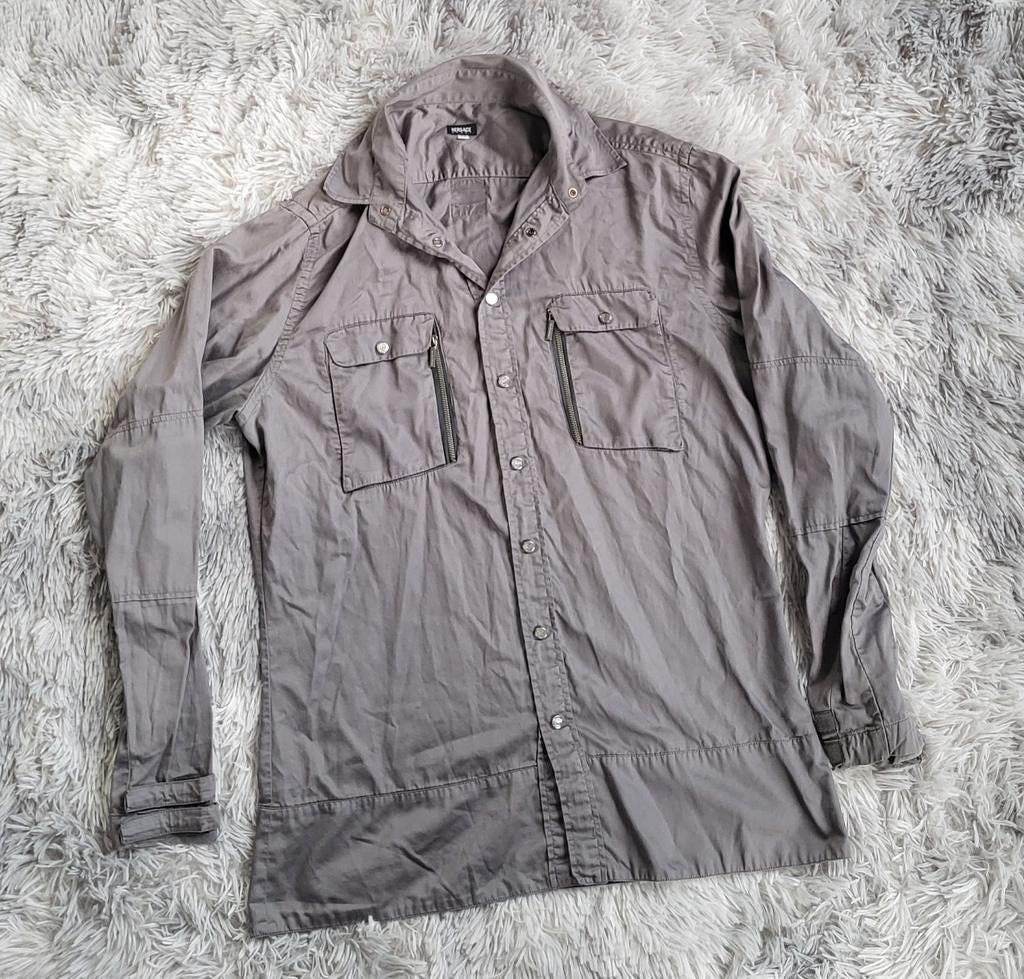 Vintage sportshirt van Versace - Safari Utility Style - M, Kleding | Heren, Versace Sport, Zo goed als nieuw, Grijs, Halswijdte 39/40 (M)