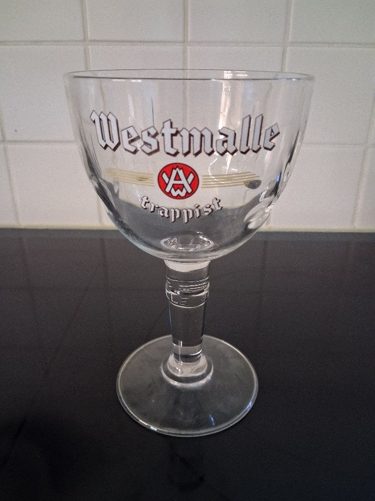 4 Westmalle bierglazen, Verzamelen, Ophalen, Zo goed als nieuw, Bierglas