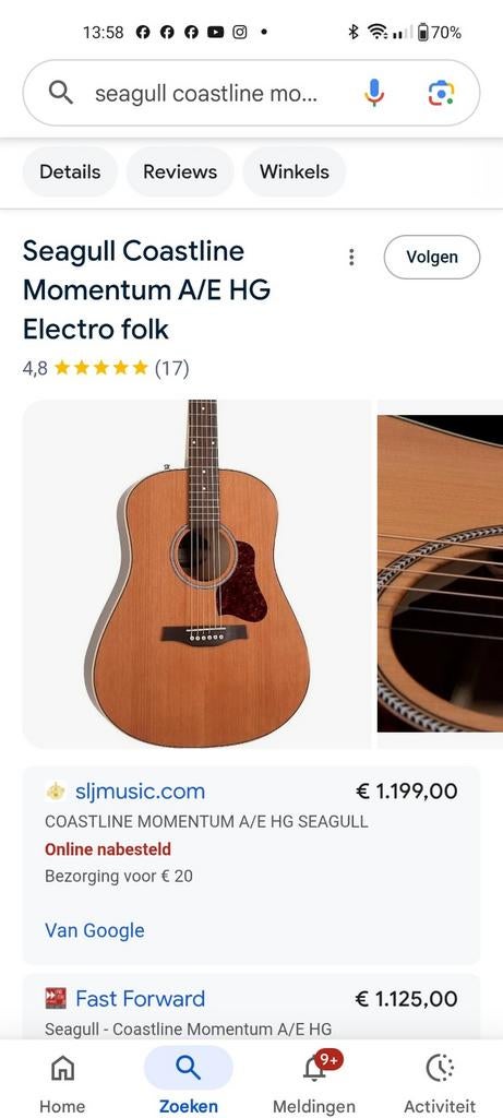 Seagull guitar massief hout mooie klank, Enlèvement