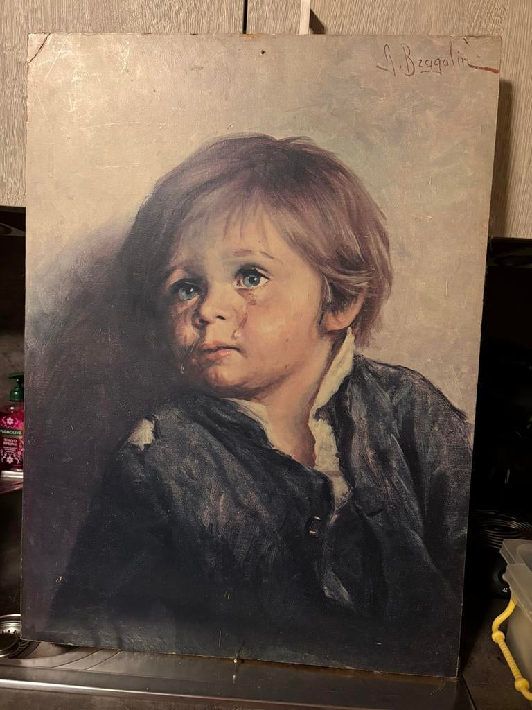 Schilderij huilende jongen, Enlèvement