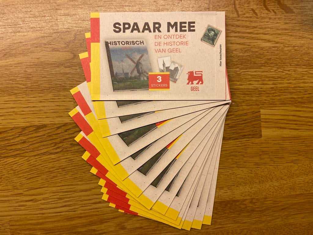 Te geef - Historie van Geel - Delhaize, Verzamelen, Supermarktacties, Overige supermarkten, Ophalen of Verzenden
