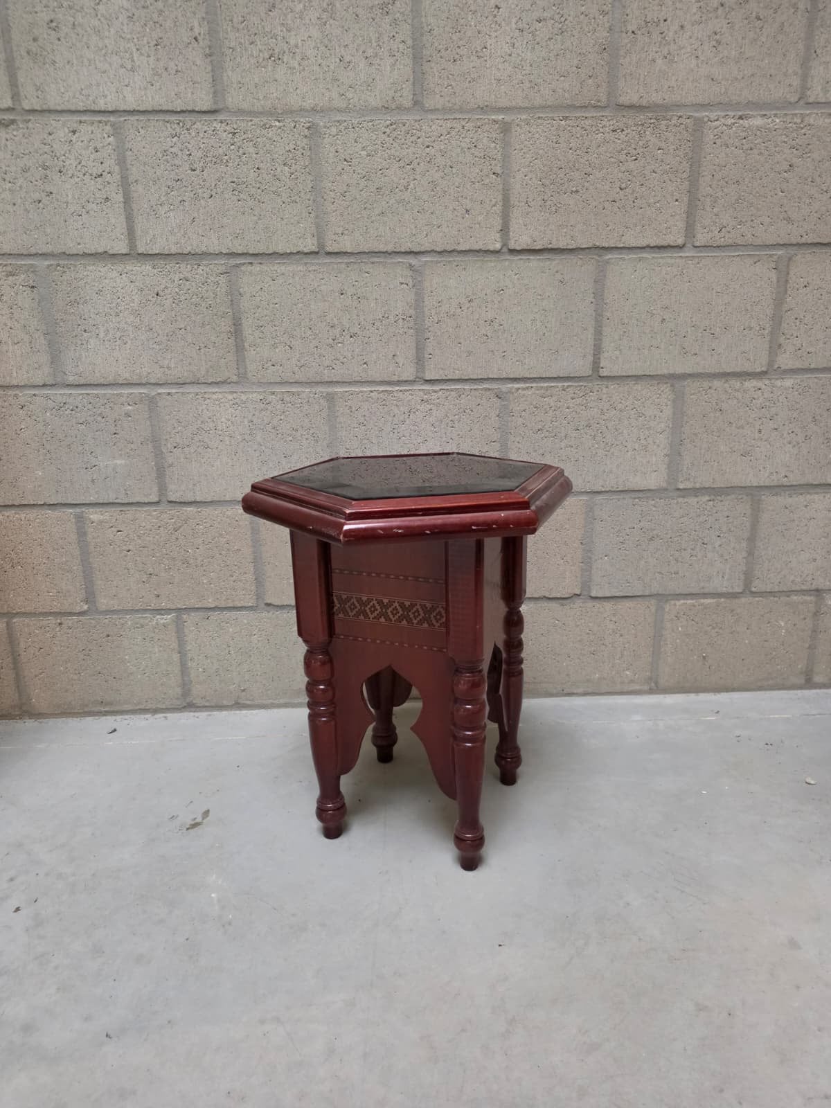 Zeshoekig Houten Bijzettafeltje / Plantentafel, Ophalen, Zo goed als nieuw
