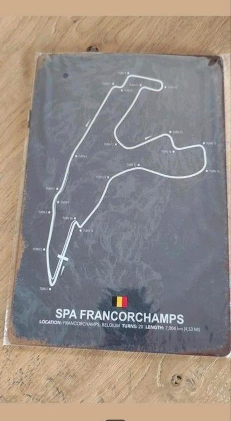 Plaque métallique Circuit de Spa Francorchamps.Grand prix F1, Enlèvement ou Envoi, Neuf