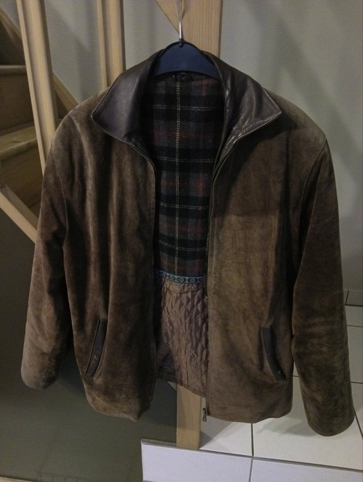 leren jas man nubuck, Kleding | Heren, Jassen | Winter, Ophalen, Zo goed als nieuw, Maat 46 (S) of kleiner, Bruin