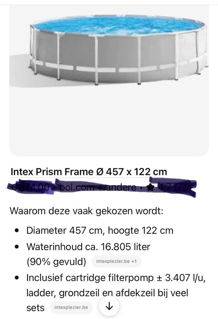 Intex zwembad te koop, Tuin en Terras, Rond, Ophalen, 120 cm of meer, 300 cm of meer