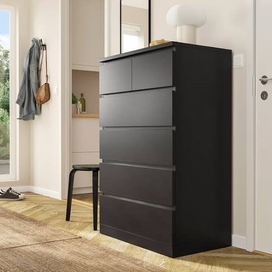 IKEA MALM – Ladekast met 6 lades, zwartbruin, Maison & Meubles, Enlèvement, Comme neuf