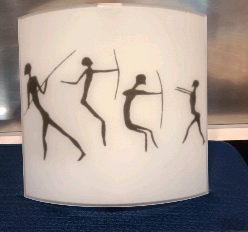 Applique murale style préhistorique / tribal, Enlèvement ou Envoi, Blanc, Verre