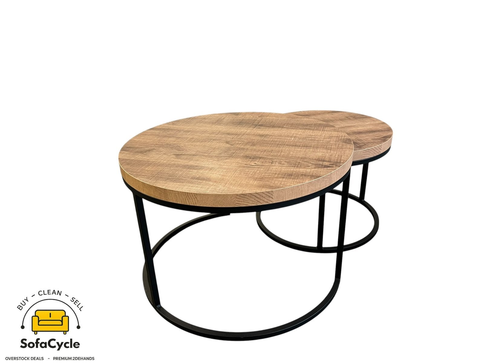Tables basses en bois massif marron, lot de 2 — overstock, Neuf, Enlèvement ou Envoi, SofaCycle, Info@sofacycle.be