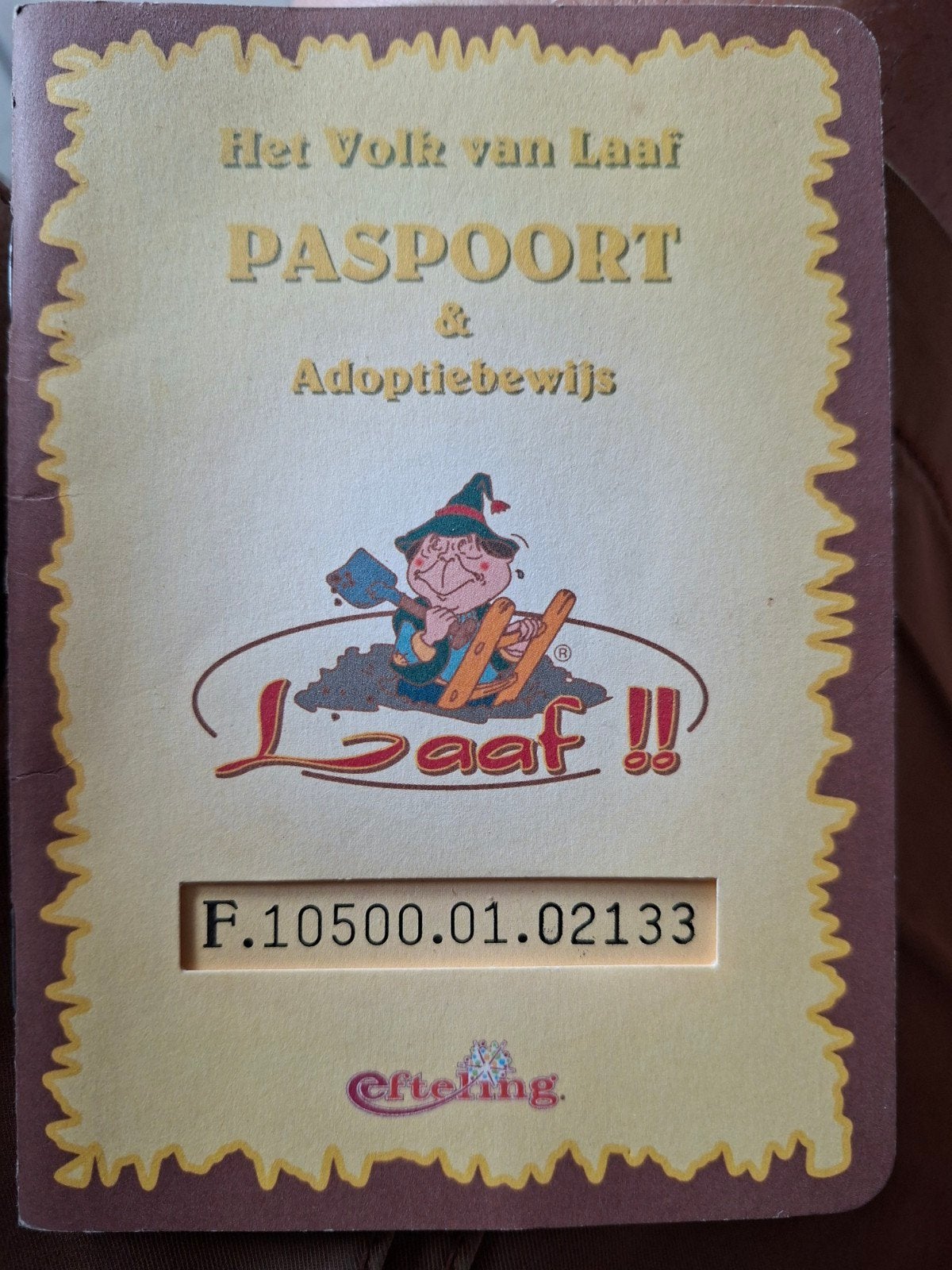 Efteling tuin Laaf Oer Moeder Lot paspoort adoptie bewijs, Ophalen of Verzenden, Nieuw, Overige typen