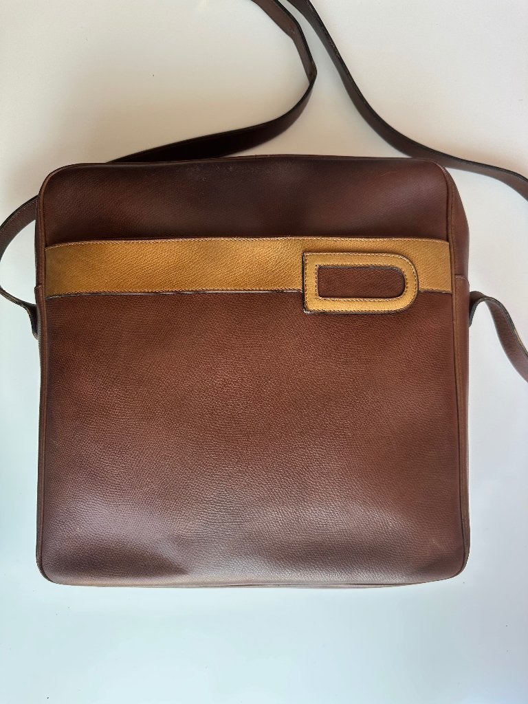 Sac besace | bandoulière Delvaux, Enlèvement ou Envoi, Utilisé, Brun, Cuir