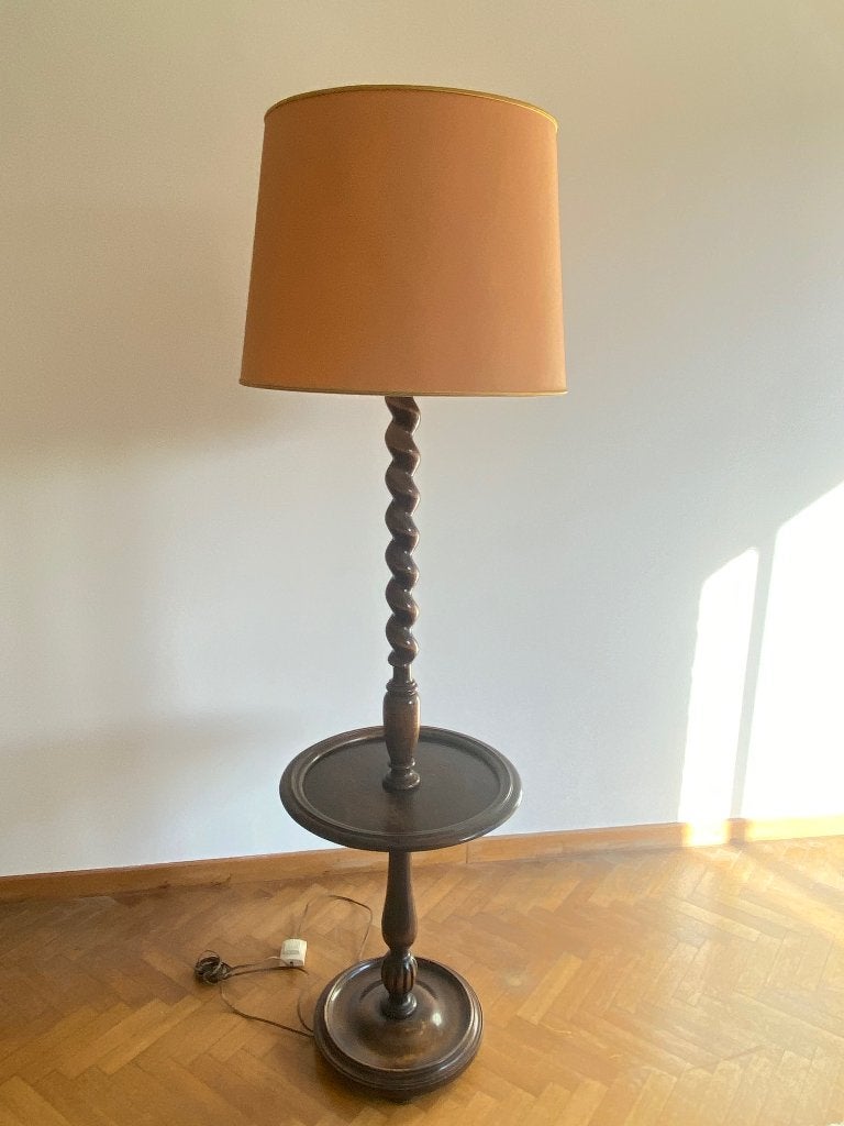Lampadaire vintage sur pied, Maison & Meubles, Enlèvement, Comme neuf, Bois, Vintage classique