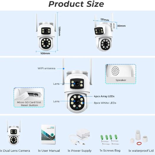 Caméra de surveillance sans fil, double objectif int/ext, TV, Hi-fi & Vidéo, Caméras de surveillance, Enlèvement ou Envoi, Neuf