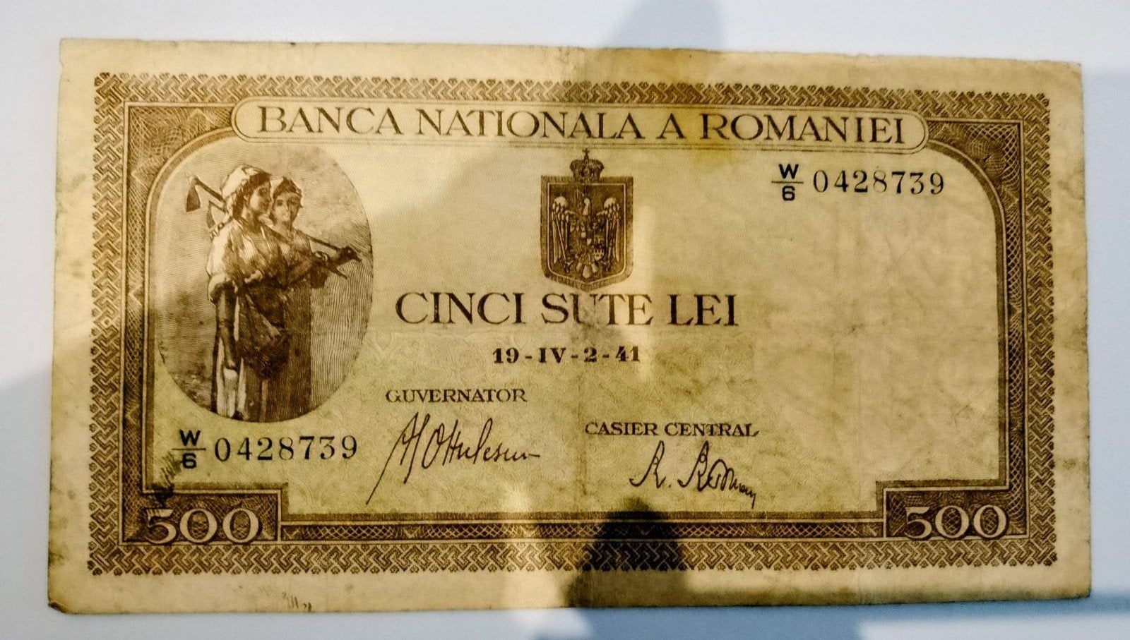 Oude zelzdam bankbilet Romania  500 Lei 1941, Ophalen of Verzenden