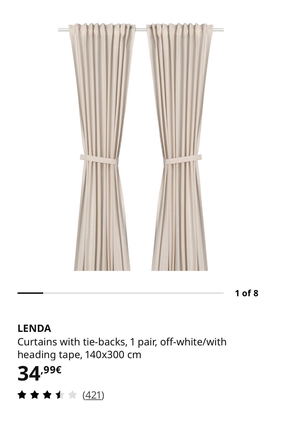 IKEA Curtains, biege, 145*300 cm, Maison & Meubles, Beige, Enlèvement, Coton, IKEA