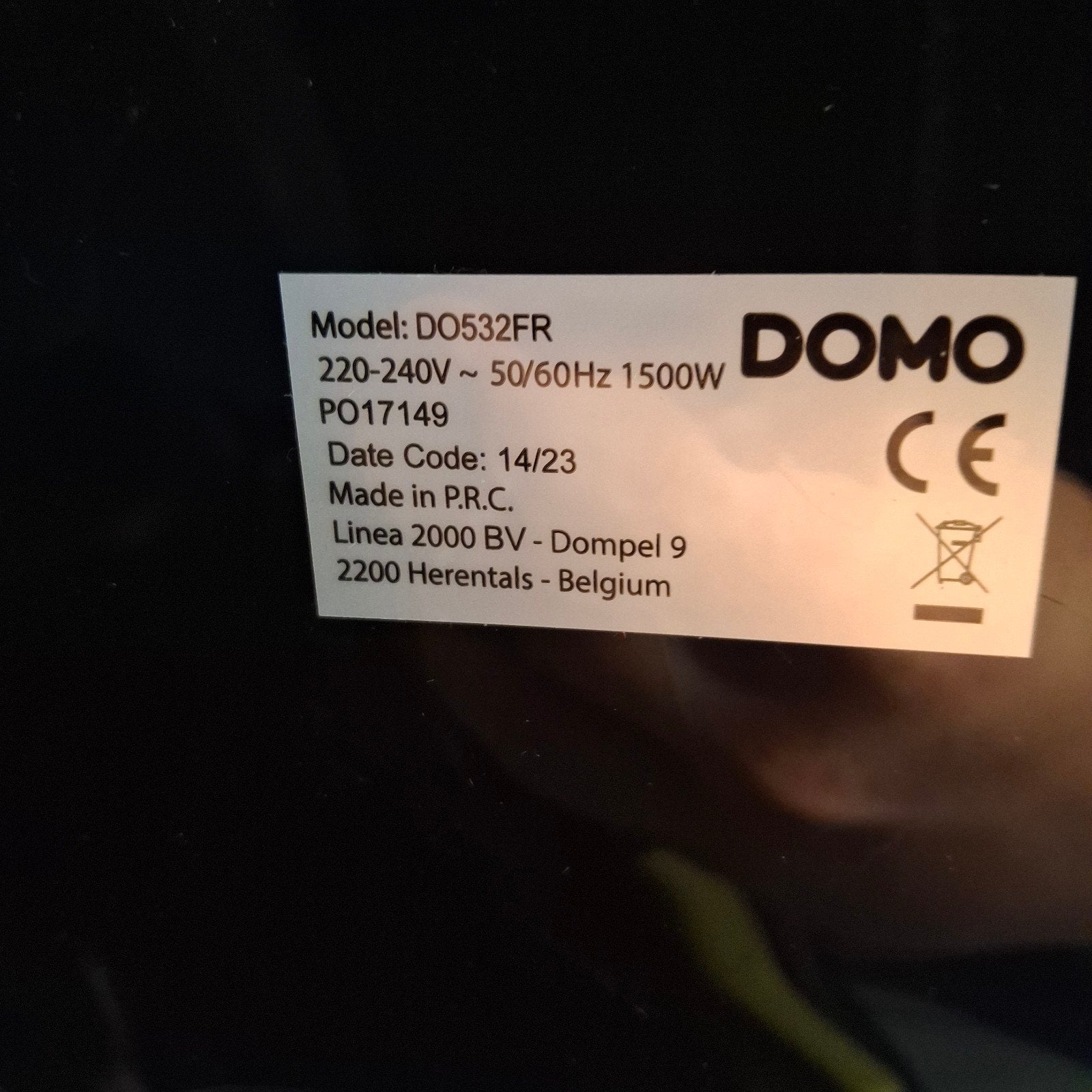 Airfryer domo, Enlèvement