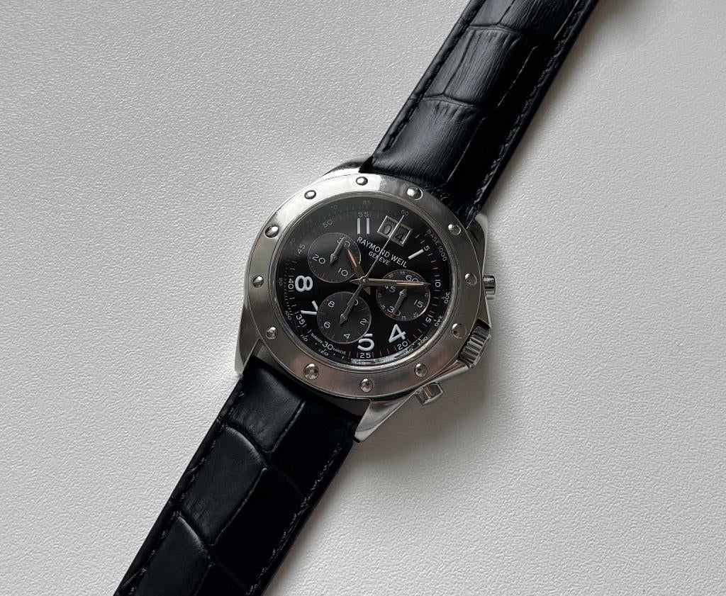 Raymond Weil Tango - ref. 4895/1, Handtassen en Accessoires, Horloges | Heren, Gebruikt, Polshorloge, Overige merken, Staal, Leer