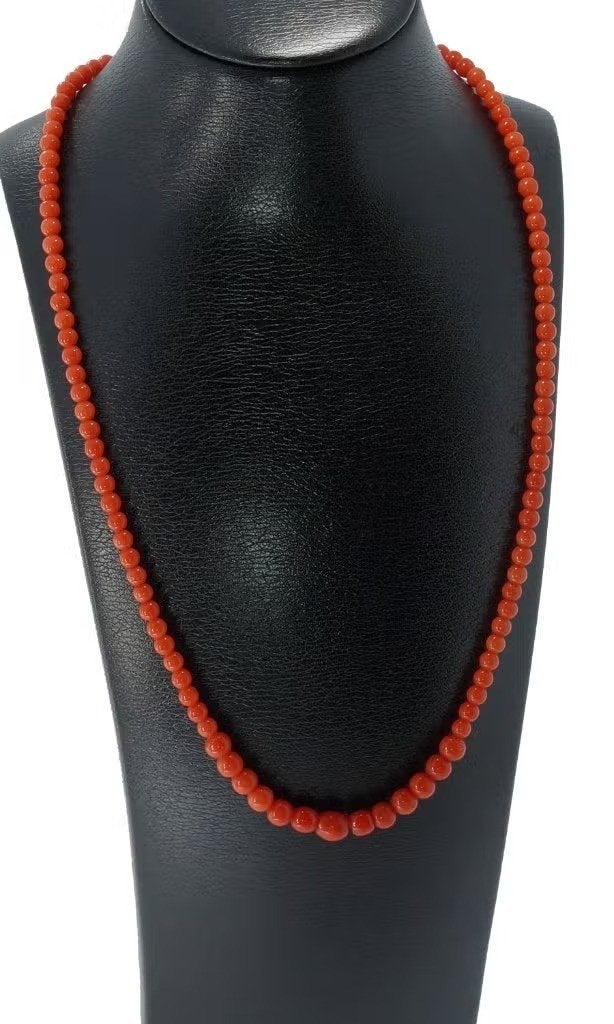 Bloedkoraal fraaie ketting bollen 14k slot goud dame vintage, Bijoux, Sacs & Beauté, Enlèvement ou Envoi, Or, Comme neuf, Or
