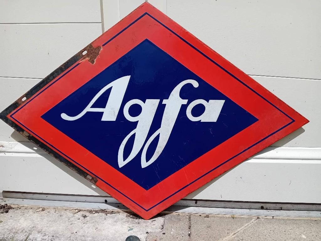 Panneau d'affichage émaillé vintage Agfa, Enlèvement ou Envoi, Comme neuf, Panneau publicitaire