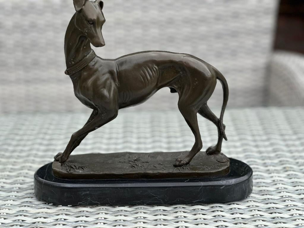 bronzen sculptuur windhond greyhound hond, Antiek en Kunst, Ophalen of Verzenden