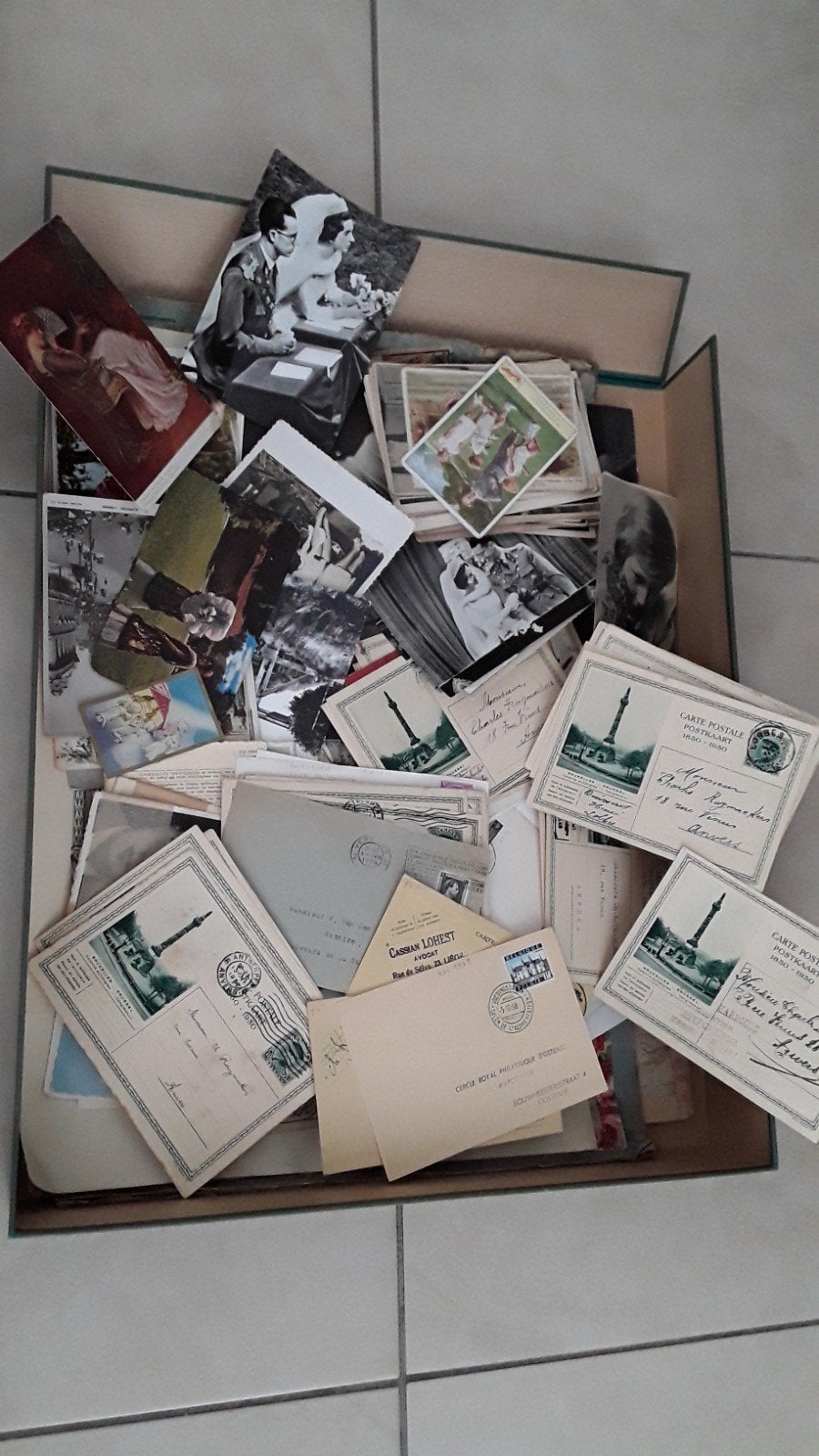 Grote doos oude postkaarten  , foto's koningshuis ....etc..., Ophalen of Verzenden