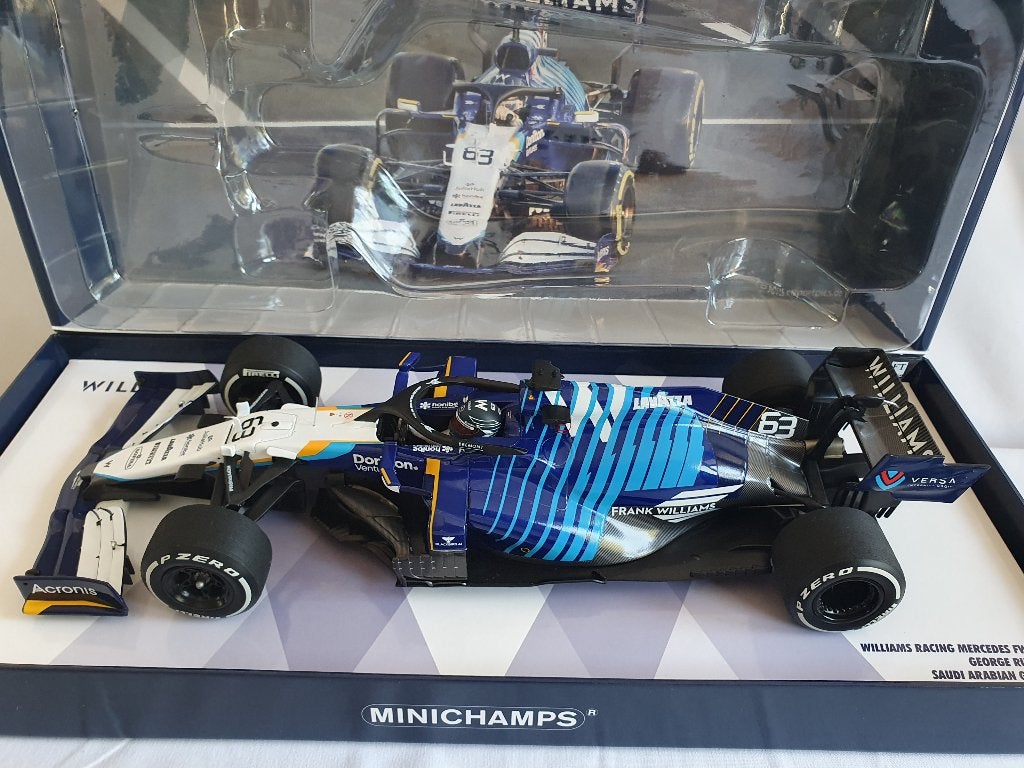 George Russell Williams FW43B Saudi Arabië GP 2021 1:18, Hobby en Vrije tijd, Modelauto's | 1:18, Nieuw, Auto, MiniChamps, Ophalen of Verzenden