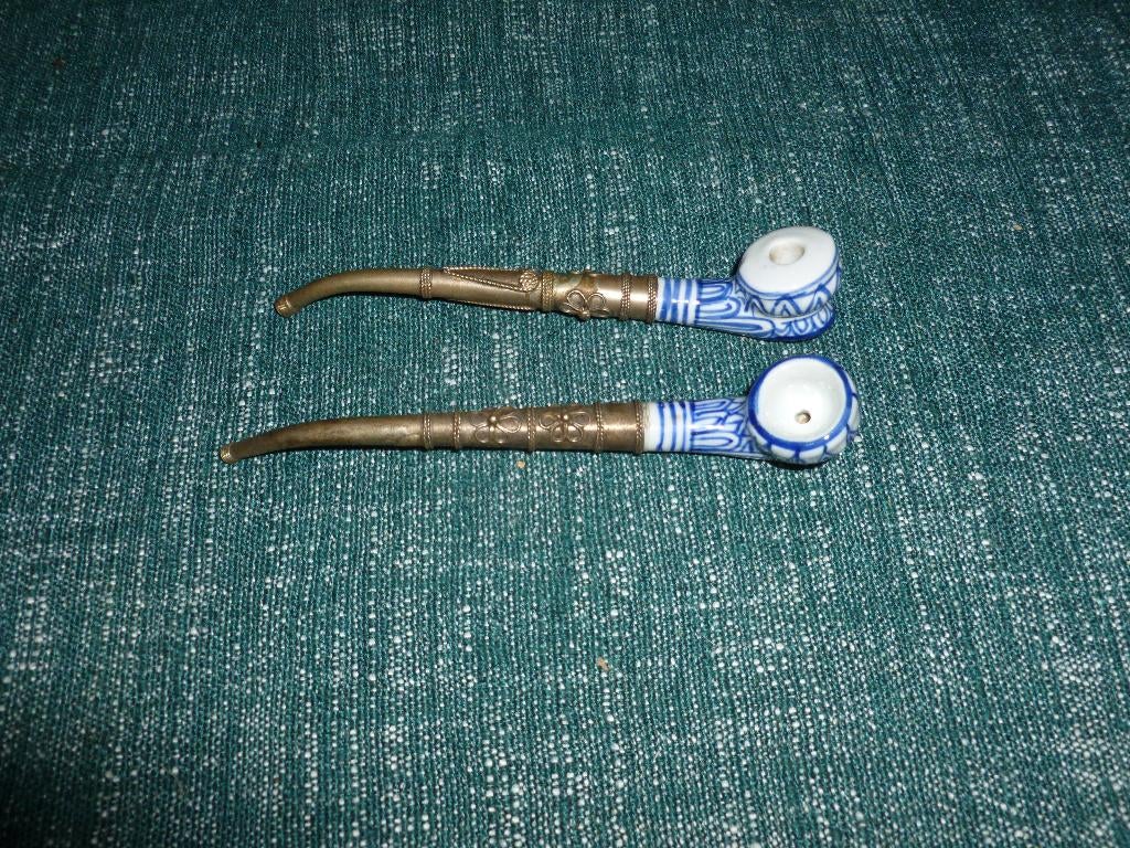 Vintage porselein en filigraan metalen pijpen, Enlèvement ou Envoi, Neuf, Narguilé