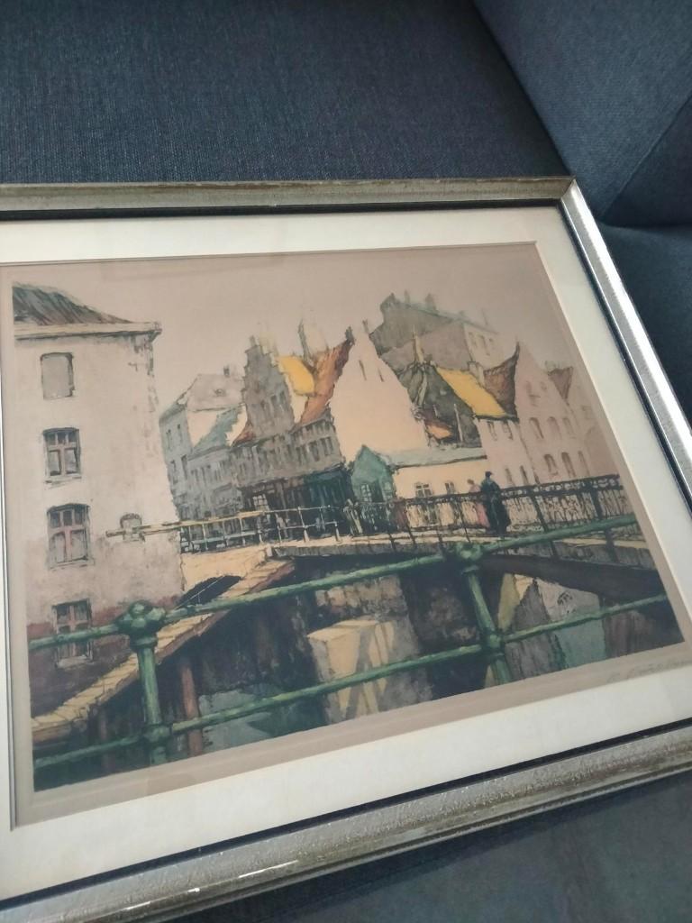 brocante grote kunst ets Pierre Chatillon Rotterdam, Antiek en Kunst, Ophalen, Stadsgezicht, Ets