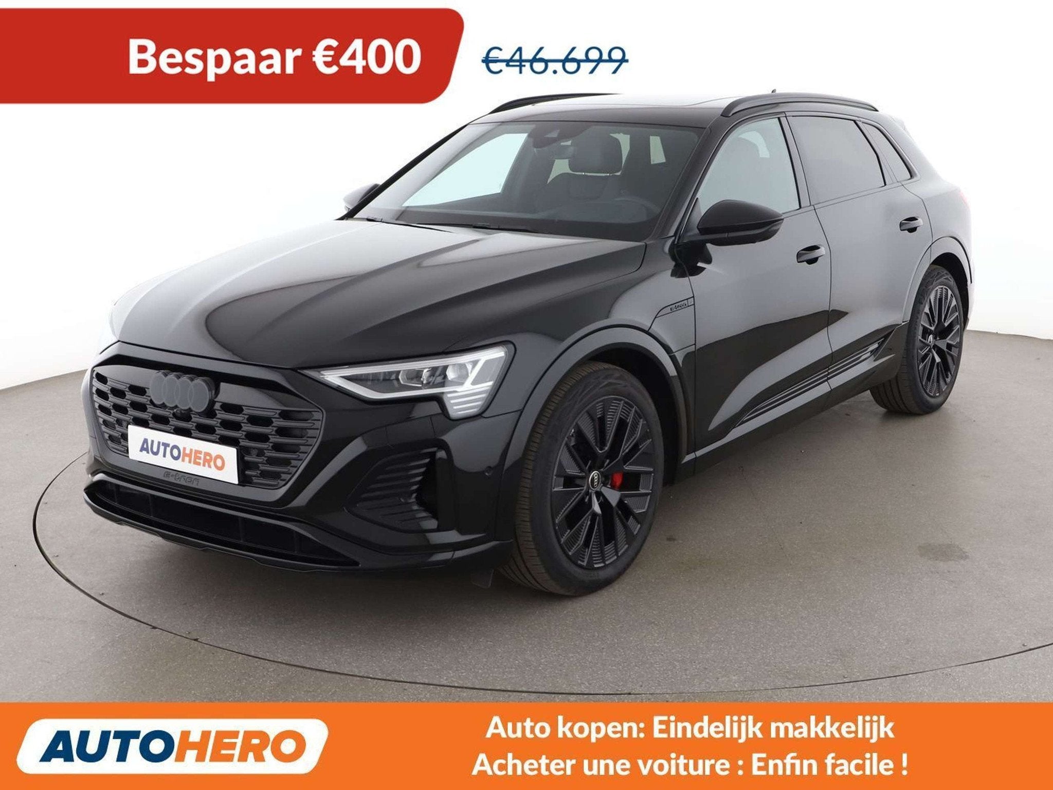 Audi Q8 55 e-tron quattro S line (bj 2024, automaat), Auto's, Audi, Automaat, Gebruikt, Zwart, Leder