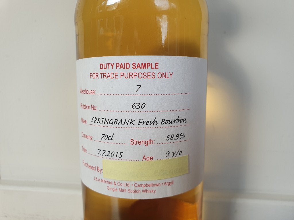 Springbank Fresh Bourbon Single Cask, Collections, Vins, Neuf, Autres régions, Enlèvement ou Envoi, Pleine