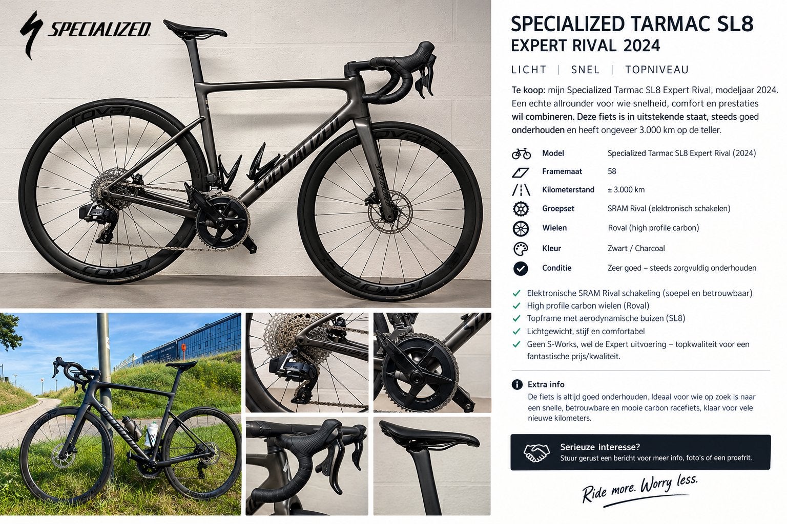 Specialized Tarmac SL8 Expert Rival – modeljaar 2024, Ophalen, Zo goed als nieuw