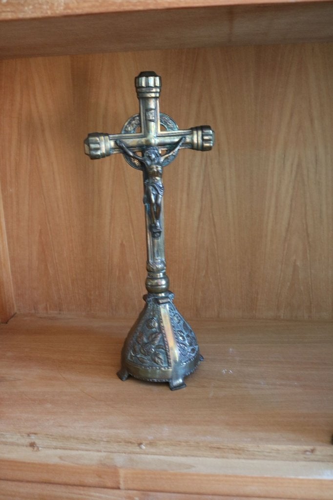 Bronzen kruisbeeld, Verzamelen, Religie, Ophalen of Verzenden, Gebruikt, Beeld(je), Christendom | Katholiek