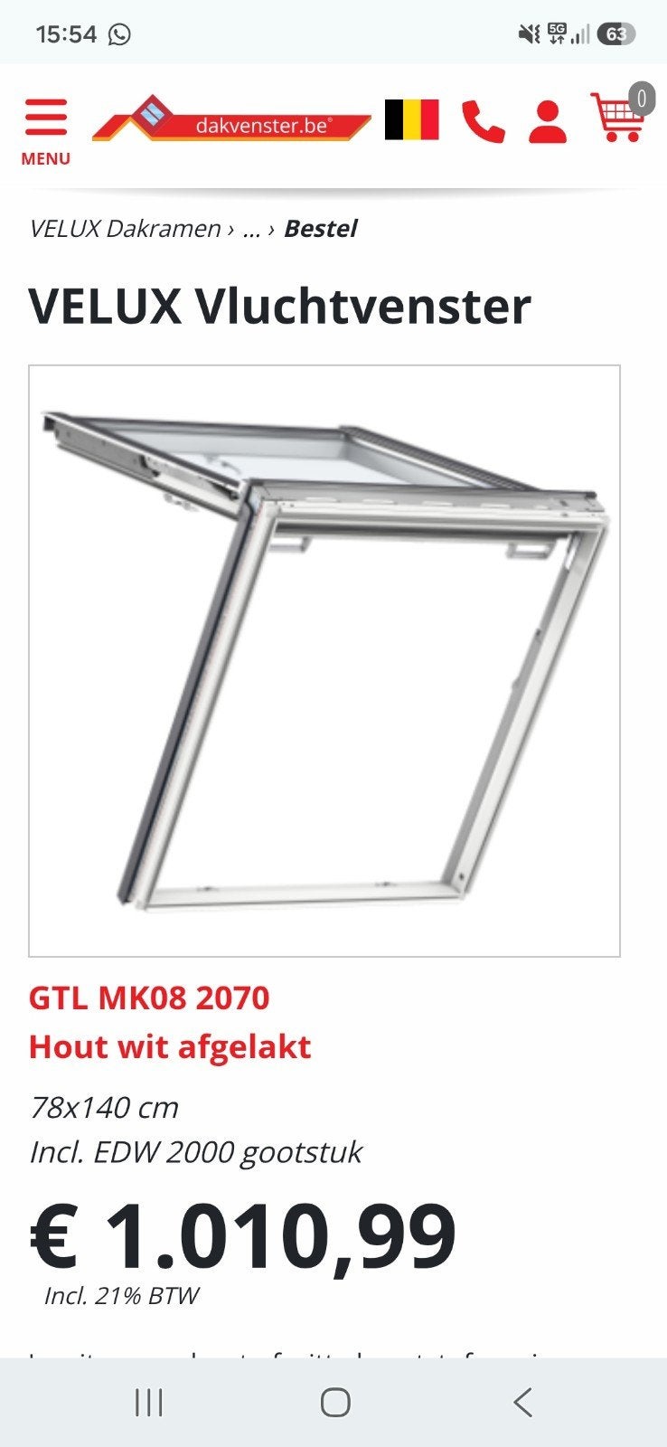 Velux Gtl mk08 2070, Bricolage & Construction, Enlèvement