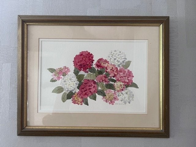 gesigneerde aquarel, Ophalen, Stilleven, Papier, Achter glas
