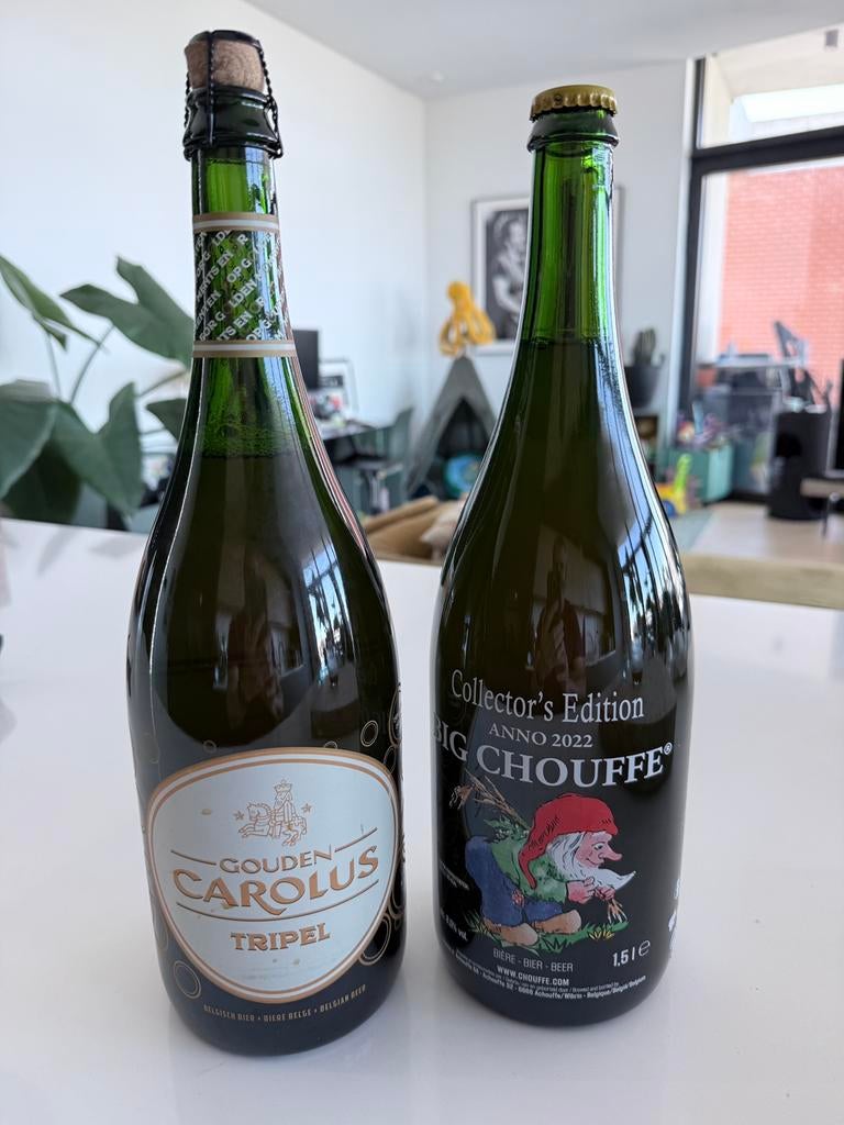 La Chouffe  en Gouden Carolus magnum flessen, Verzamelen, Biermerken, Ophalen, Nieuw