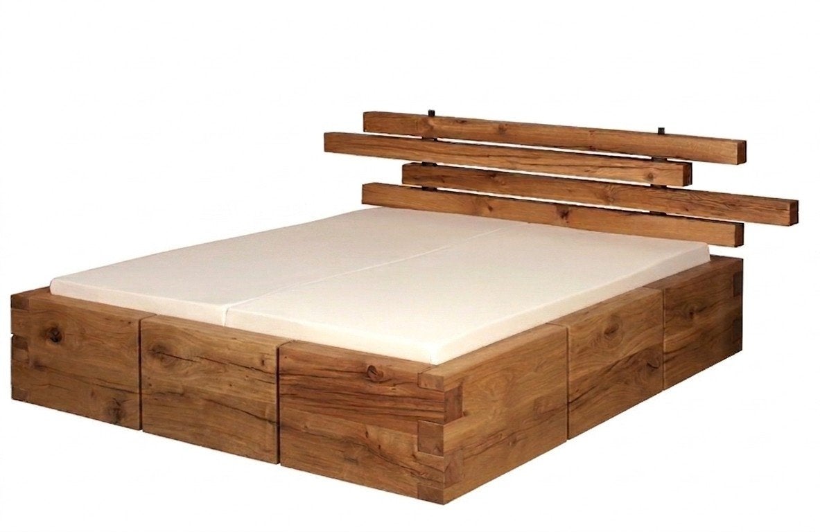 Massief eikenhouten bed 180x200, Ophalen, Bruin, Beaupoil kauri, Tweepersoons