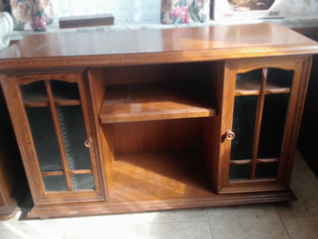 Meuble TV vintage en bois avec portes vitrées, 25 à 50 cm, Moins de 100 cm, Landelijk, Enlèvement