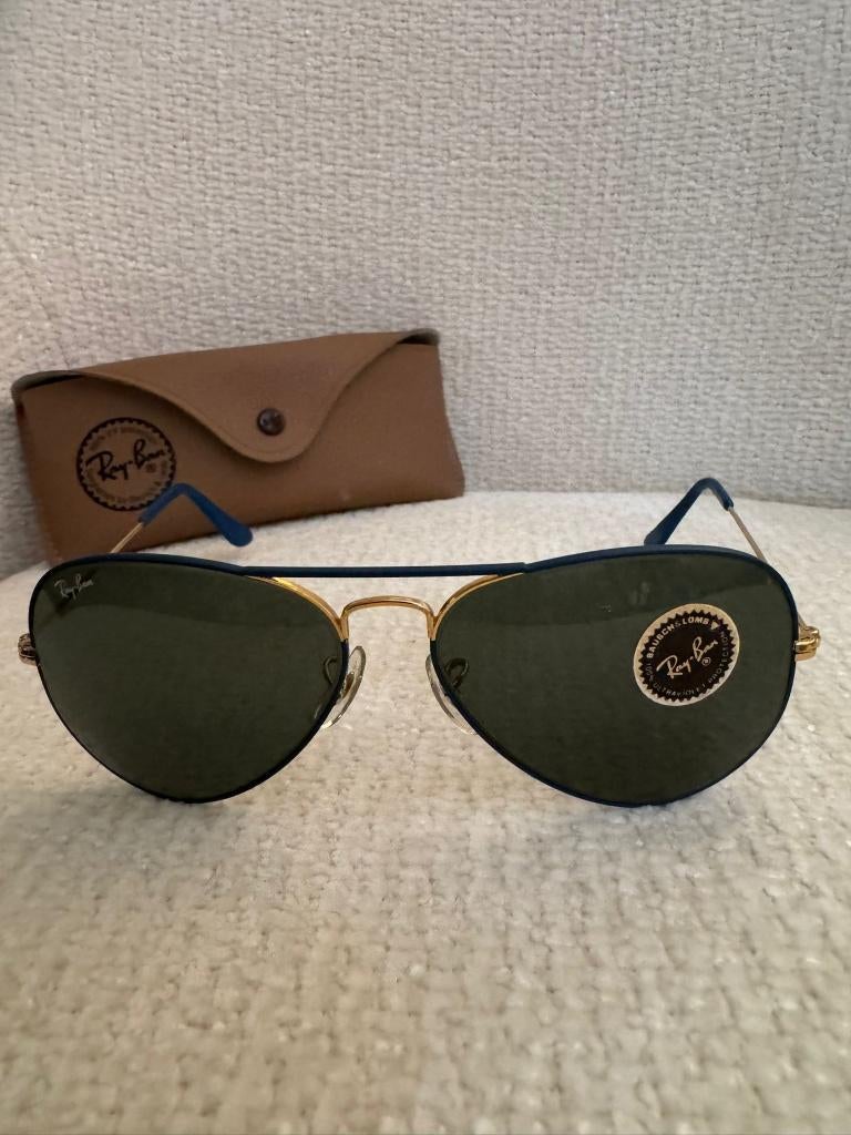 Vintage Ray-Ban Aviator 58mm Flying Colors Blue A51, Zonnebril, Blauw, Nieuw, Ophalen of Verzenden