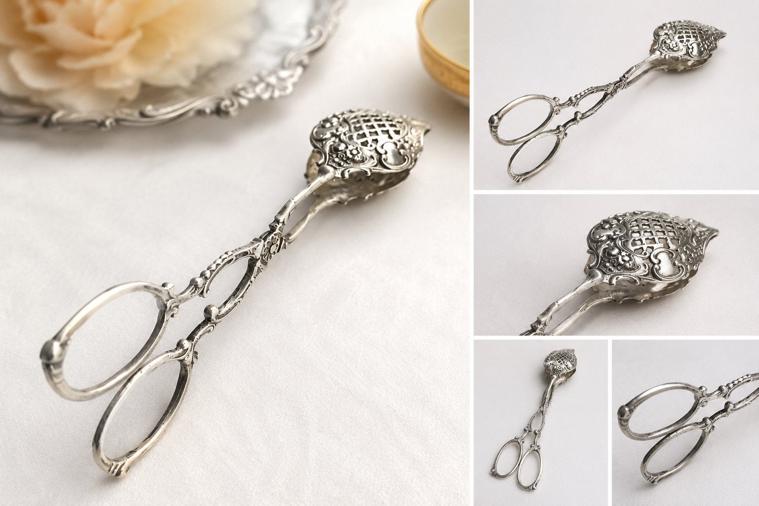 Pince à sucre ancienne en argent massif 1900, Enlèvement ou Envoi, Argent