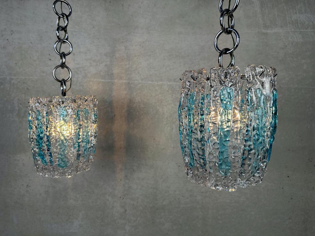 2x Vintage glazen hanglamp, Ophalen, Gebruikt, 50 tot 75 cm, Vintage