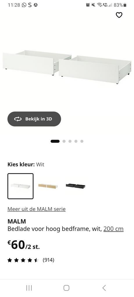 2 Malm bed lades wit., Huis en Inrichting, Ophalen