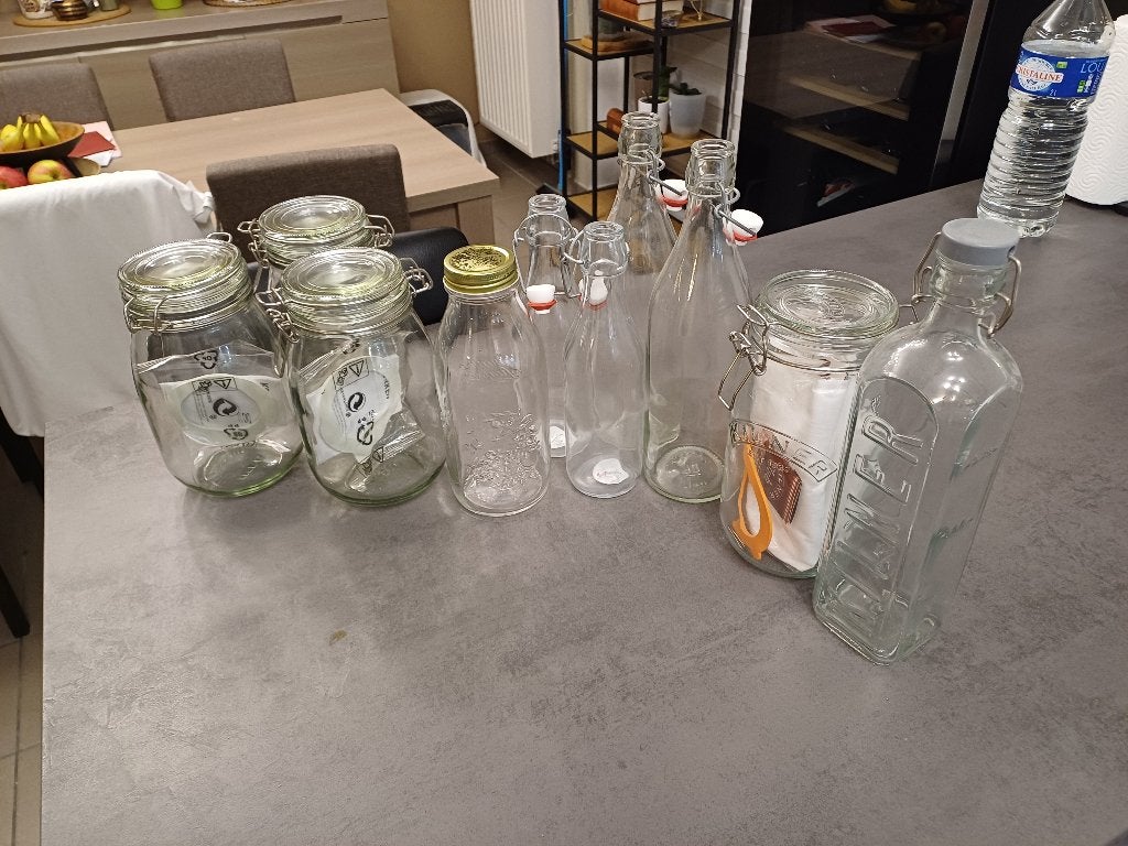 lot de bocaux et bouteilles en verre, Enlèvement, Comme neuf, Verre