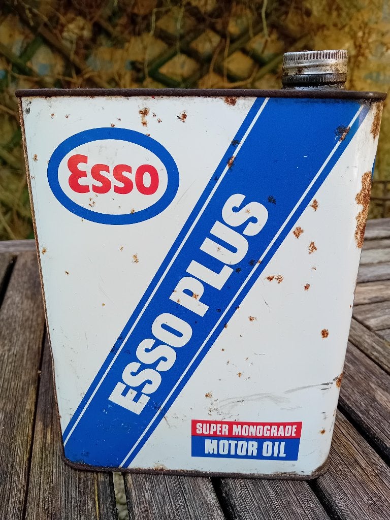 Vintage olieblik ESSO PLUS, Ophalen of Verzenden, Gebruikt